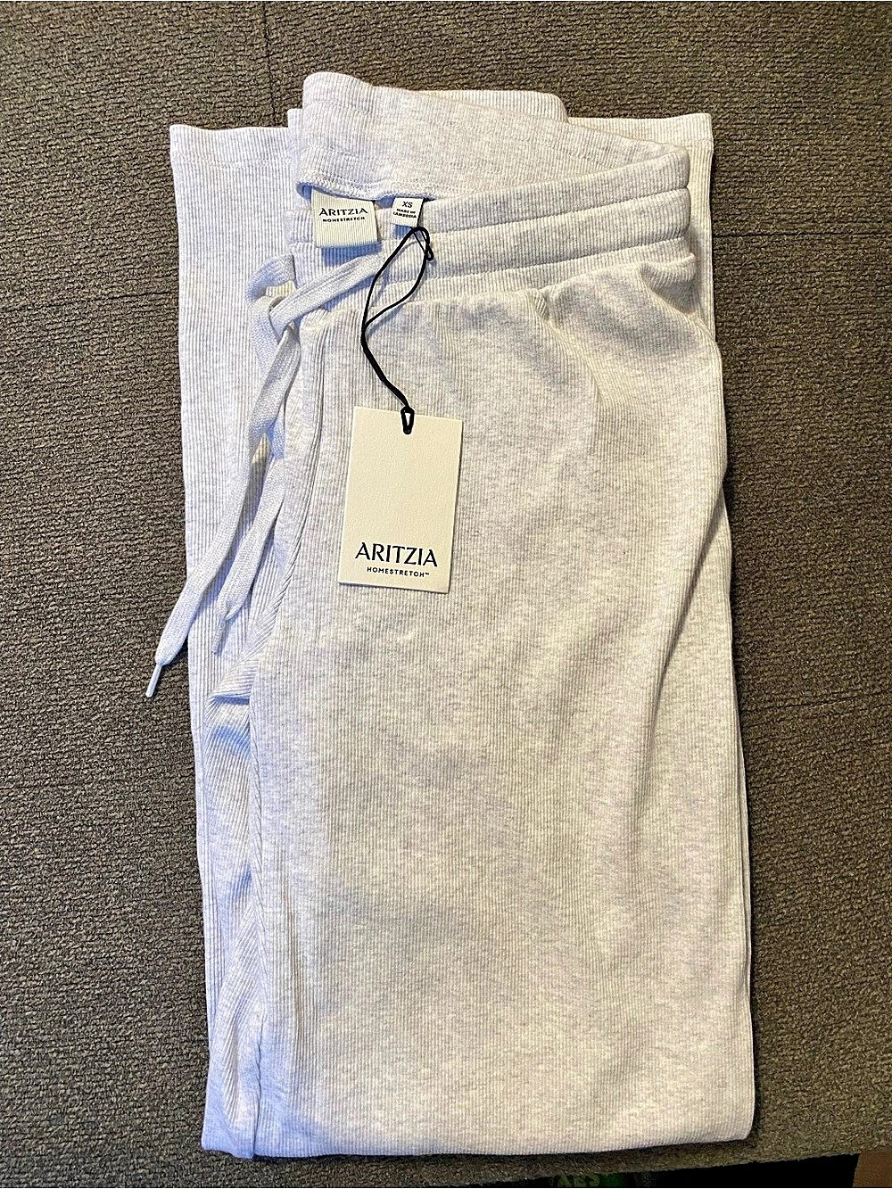 Aritzia HomeStretch™ Rib Kickback Pant Rib Straight Leg Pants Gray XS NWT